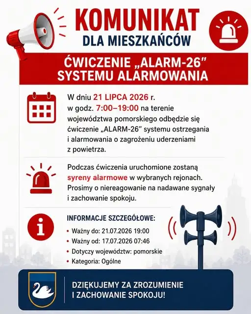 Syreny alarmowe w Przybędzy? Jutrzejsze ćwiczenia mogą je uruchomić