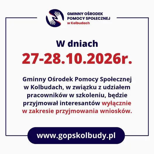 GOPS w Kolbudach 27-28 października przyjmie tylko wnioski. Powód: szkolenie pracowników