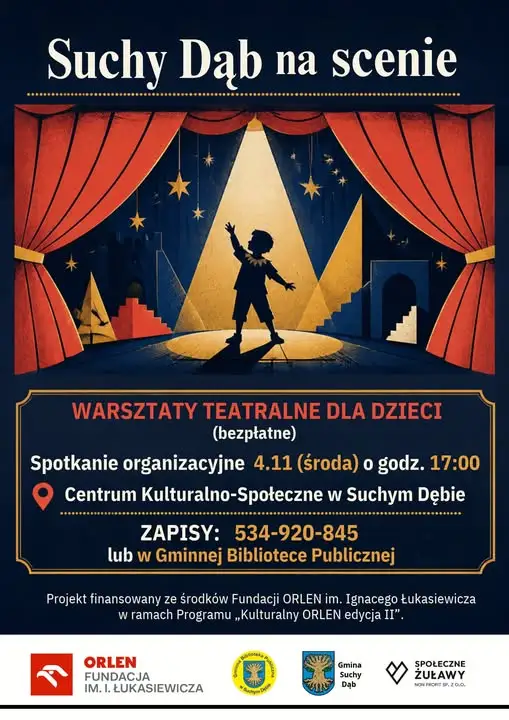 Bezpłatne warsztaty teatralne w Suchem Dębie – zapisy trwają