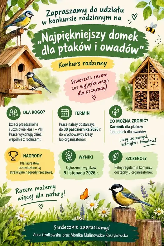 Konkurs „Najpiękniejszy domek dla ptaków i owadów” – prace do 30 października