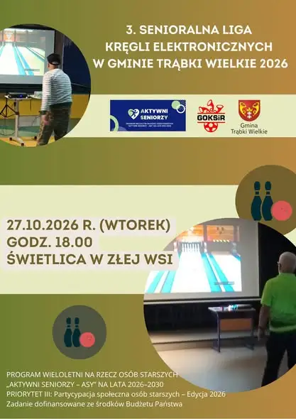 Senioralna Liga Kręgli Elektronicznych w Gminie Trąbki Wielkie – turnieje 26-28 października