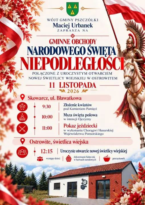 Pszczółki: 11 listopada z husarią i otwarciem nowej świetlicy w Ostrowitem